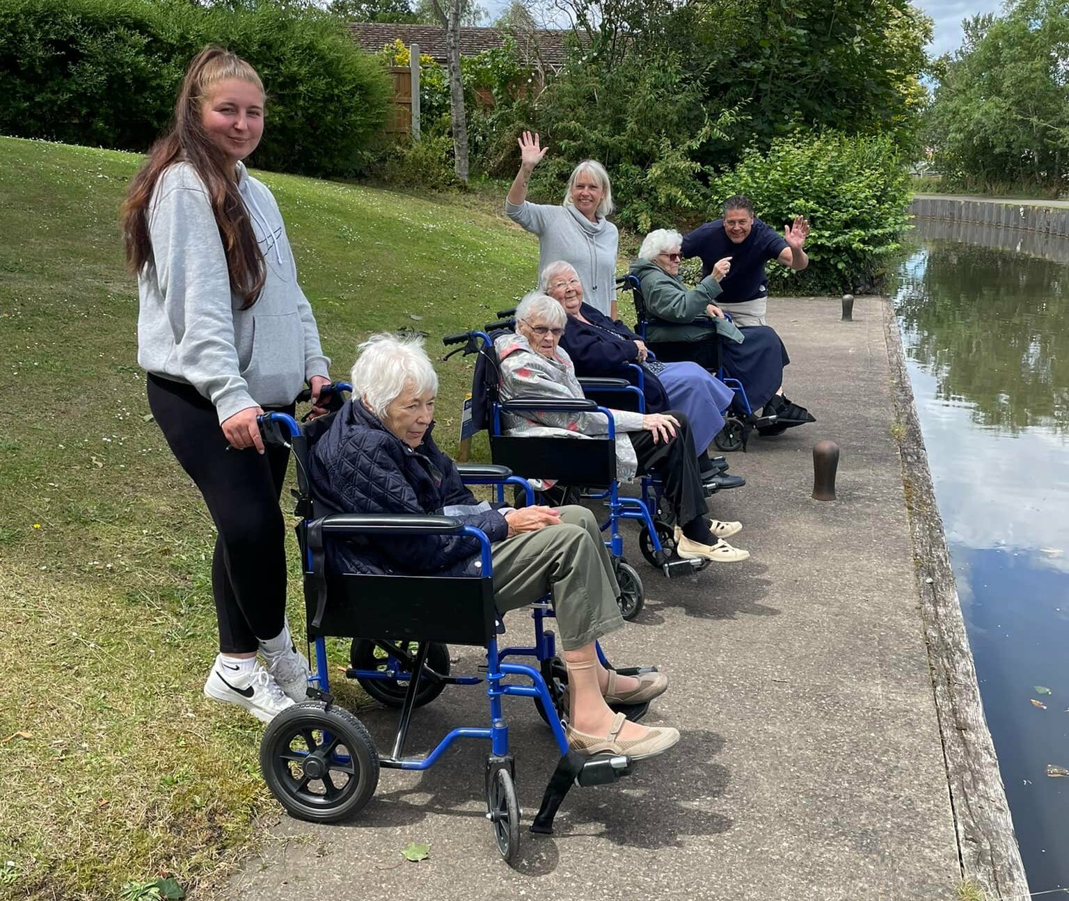 Residents waiting for canal boat