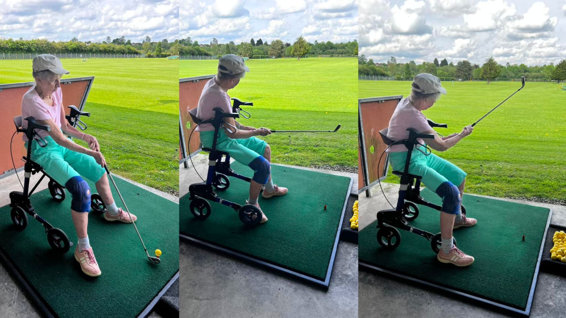 Pauline at the driving range